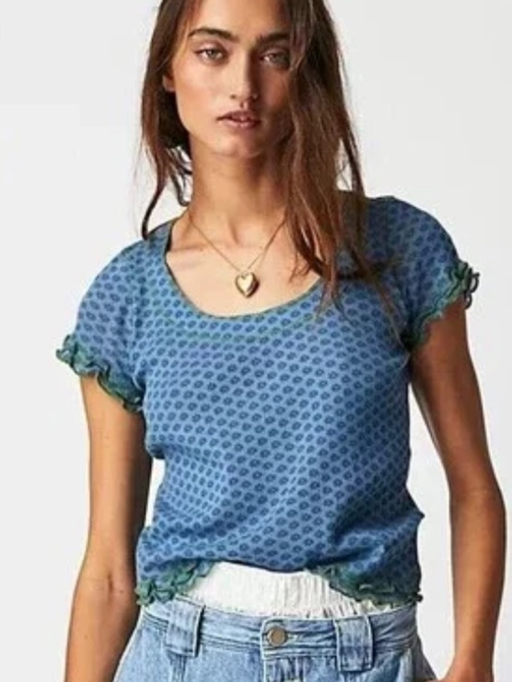 Free people garner tee in blue size large EUC